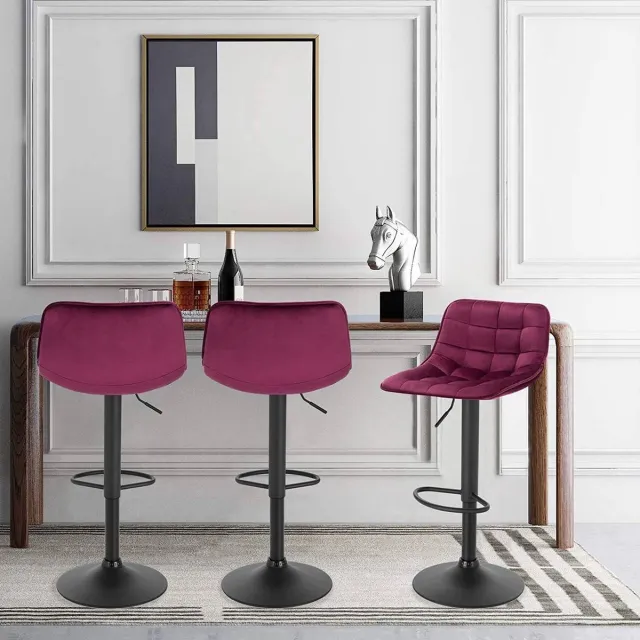 Dripio Barkrukken Ameyal - Met rugleuning - Rood - Set van 2 - Keuken - Barstoelen ergonomisch - Verstelbaar in hoogte - Zithoogte 60-82cm Bordeaux