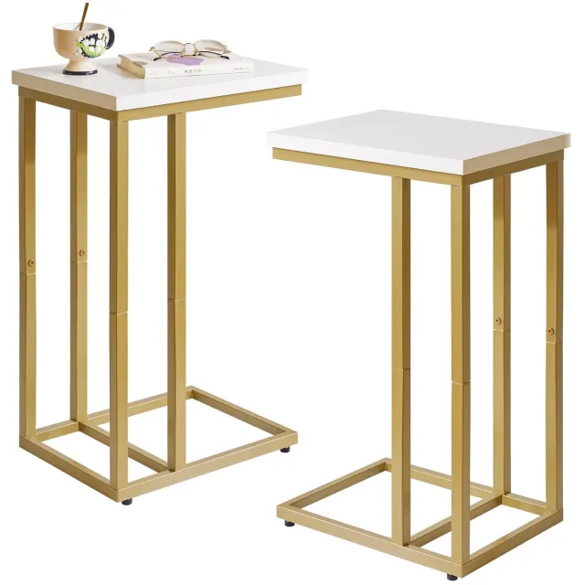 Ibenzoa Kleine multifunctionele bijzettafel set, elegant wit en goud ontwerp voor diverse ruimtes