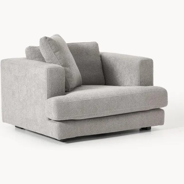Westwing Collection Bouclé fauteuil Tribeca Grijs