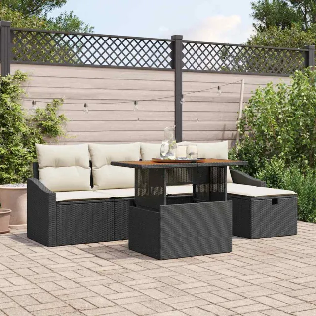 vidaXL Tuin Sofa Set 6 st Zwart poly rattan, foto 2
