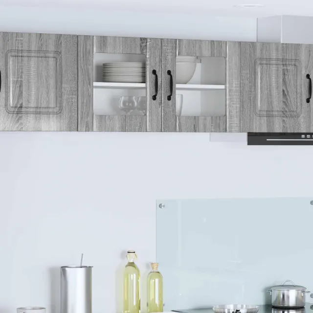 vidaXL Wandglas cabinet LUCCA Grijs Sonoma 80 x 31 x 40 cm