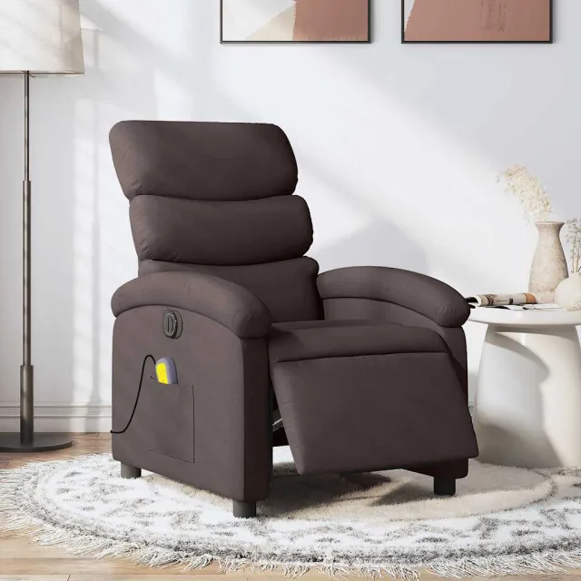 vidaXL Massagestoel elektrisch verstelbaar stof donkerbruin bruin