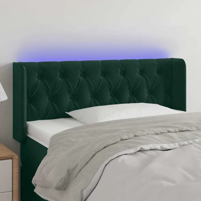 vidaXL Hoofdbord LED 93x16x78/88 cm fluweel donkergroen groen