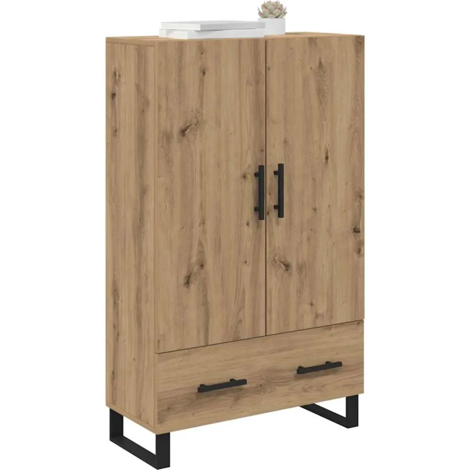vidaXL Highboard Artisan Eiken 69,5 x 30 x 115 cm Bewerkt hout Bruin