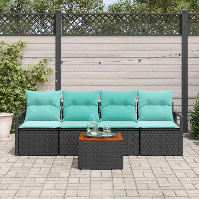 vidaXL Tuinbankenset 5 st Zwart poly rattan, foto 2