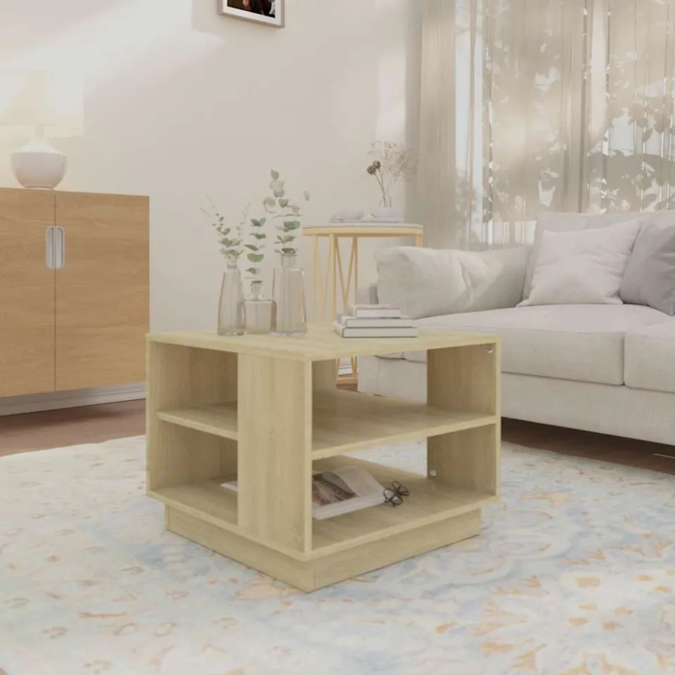 vidaXL Salontafel 55x55x43 cm bewerkt hout sonoma eikenkleurig, foto 4