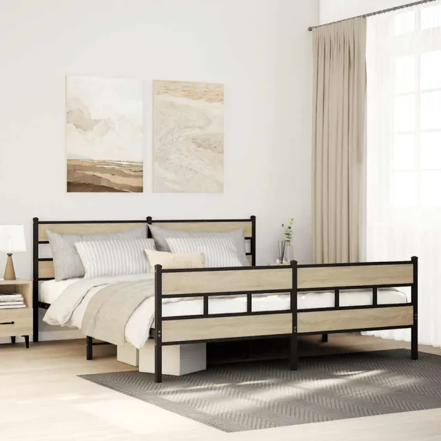 vidaXL Bedframe zonder matras metaal sonoma eikenkleurig 180x200 cm