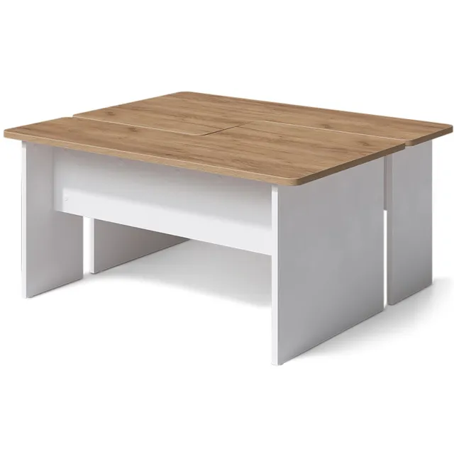 Vicco Salontafel set Duvo, Goudkleurig Eiken/Wit, 135 x 50 cm Set van 2