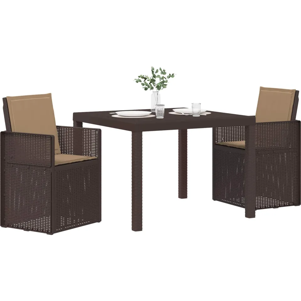 vidaXL Tuin eettafelset 3 st Bruin en Taupe PP