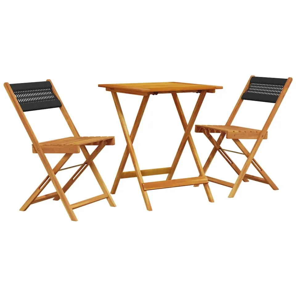 vidaXL 3-delige Bistroset polypropeen en massief hout zwart, foto 4