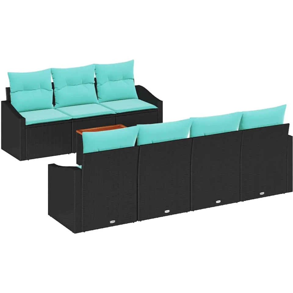 vidaXL Tuinbankenset 8 st Zwart poly rattan