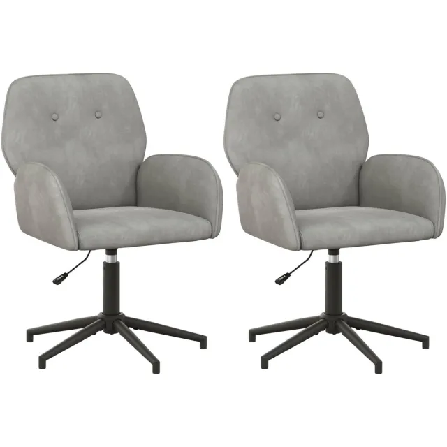 vidaXL Draaibureau - stoelen - 2 - st - fluweel - 54 - x - 55 - x - 90 - cm - Lichtgrijs