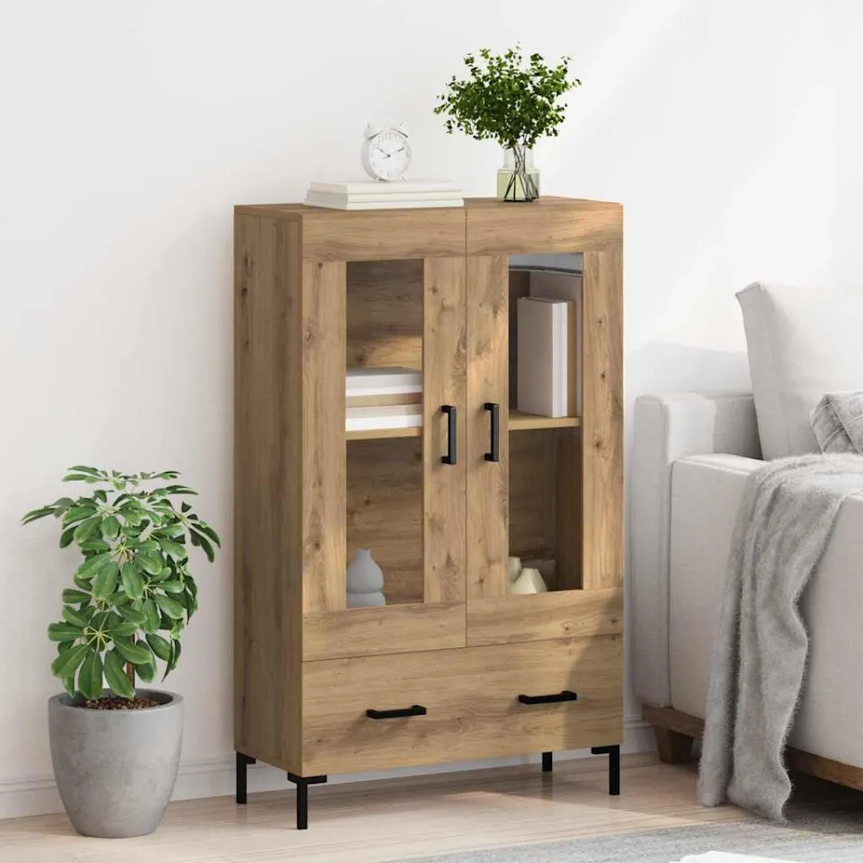 vidaXL Highboard Artisan Eiken 69,5 x 31 x 115 cm Bewerkt hout, foto 4