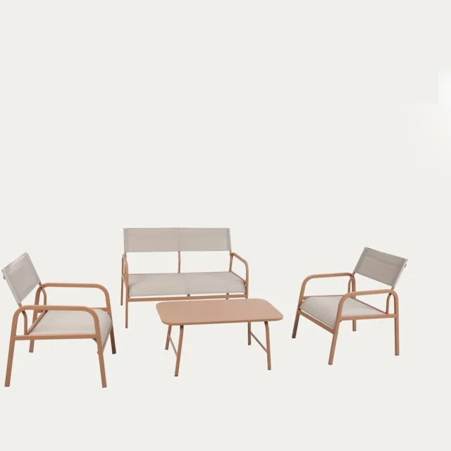 Homla Tuinmeubelset | CALMORA | bruin met beige kussens | 118.5 x 70.5 x 83 cm | 005939