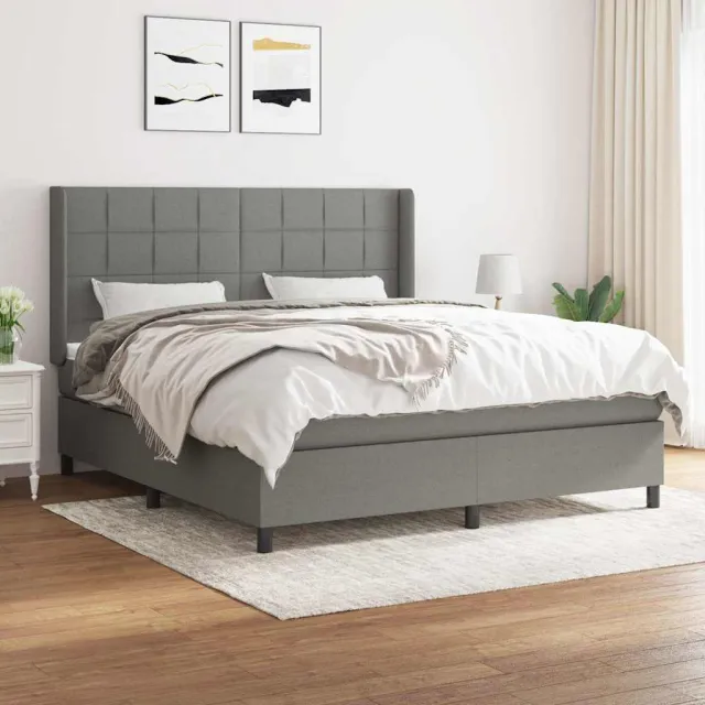 vidaXL Boxspring met matras stof donkergrijs 180x200 cm grijs