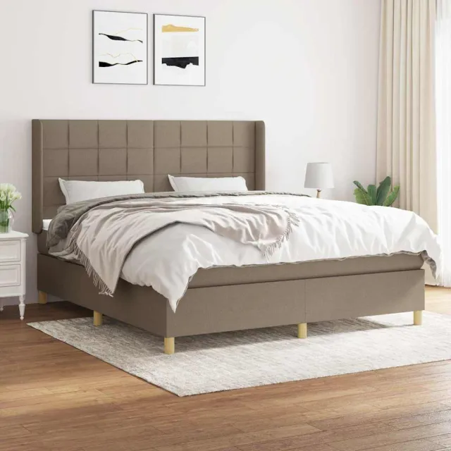 vidaXL Boxspring met matras stof taupe 160x200 cm