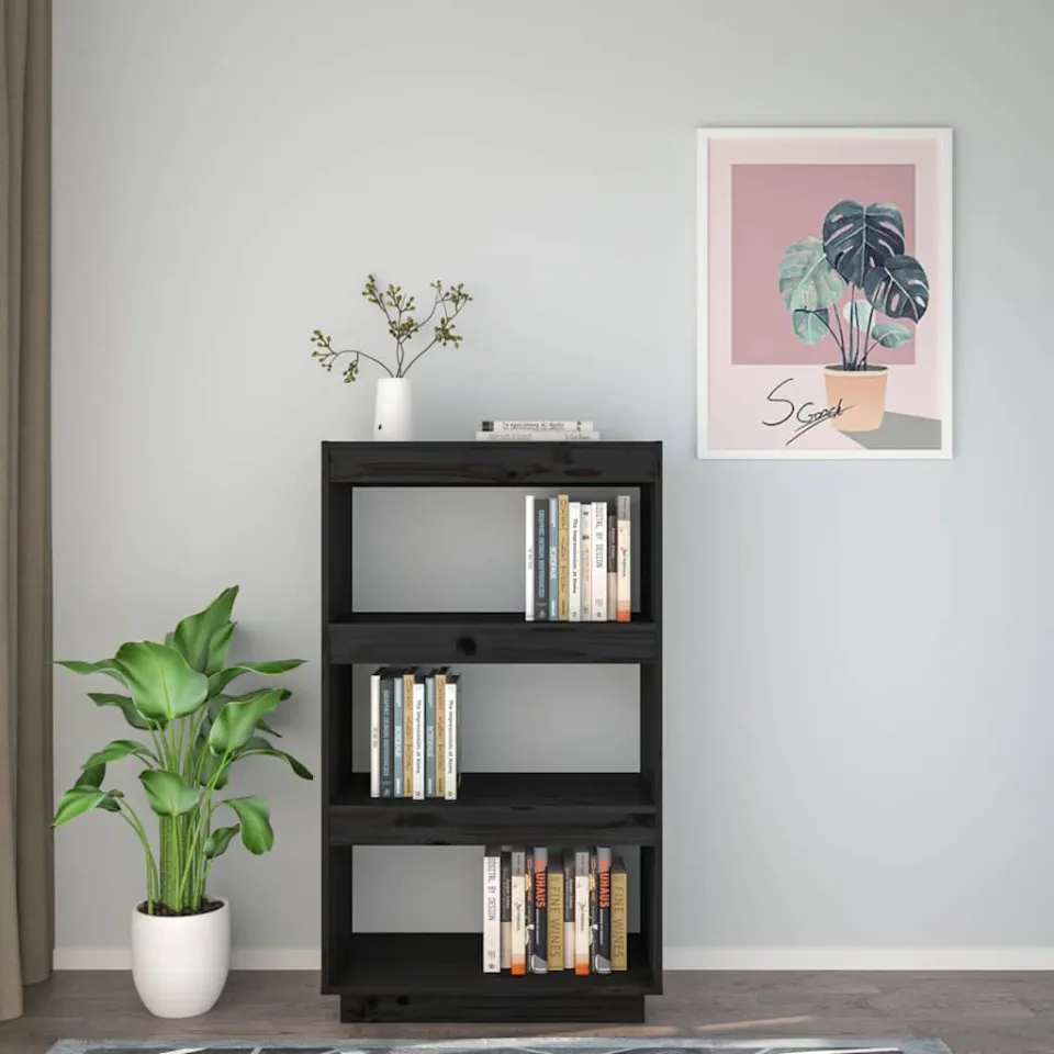 vidaXL Boekenkast/kamerscherm 60x35x103 cm massief grenenhout zwart, foto 3