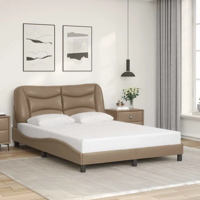 vidaXL Bedframe zonder matras "Hvar" kunstleer cappuccinokleurig 140x200 cm Bruin