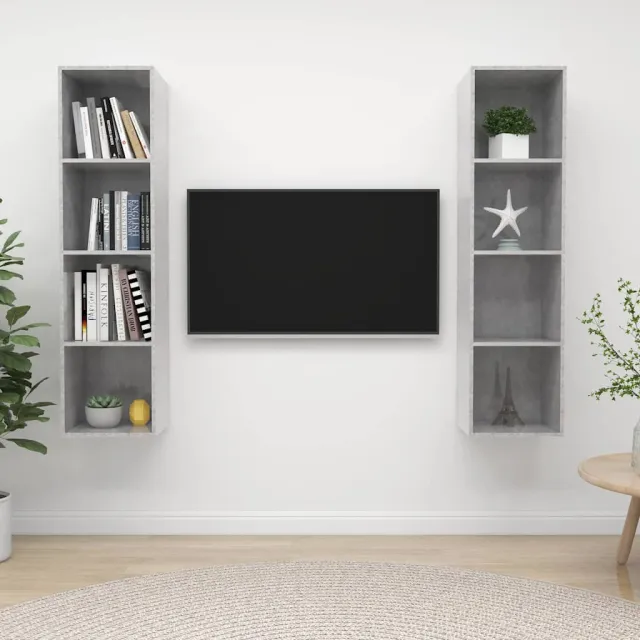 vidaXL Tv-wandmeubelen 2 st bewerkt hout betongrijs grijs, foto 2