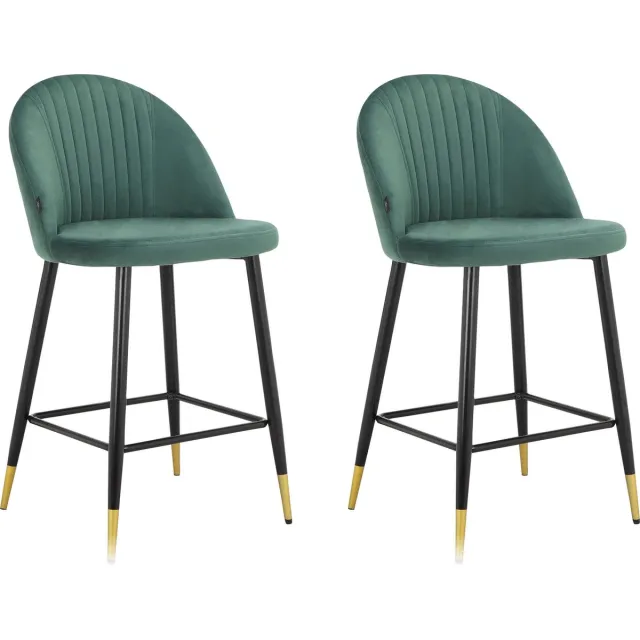 Notio Living Marlis-Barkruk - Groen Fluweel - Set van 2 Groente