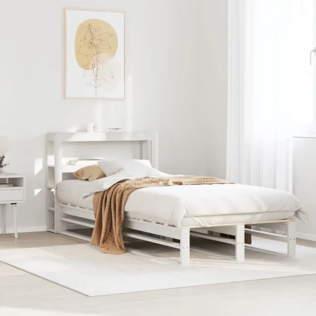 vidaXL Bedframe zonder matras massief grenenhout wit 75x190 cm