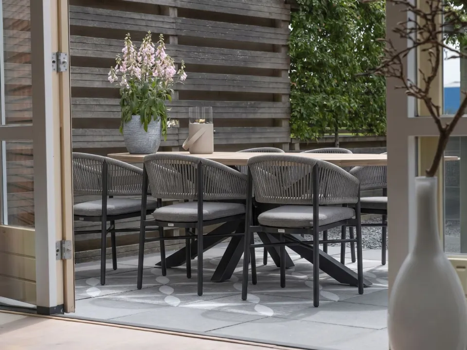 Bellagio tuinmeubelen Bellagio Panaro/ROUGH-Y Ellips 240cm dining tuinset 7-delig stapelbaar grijs, foto 4
