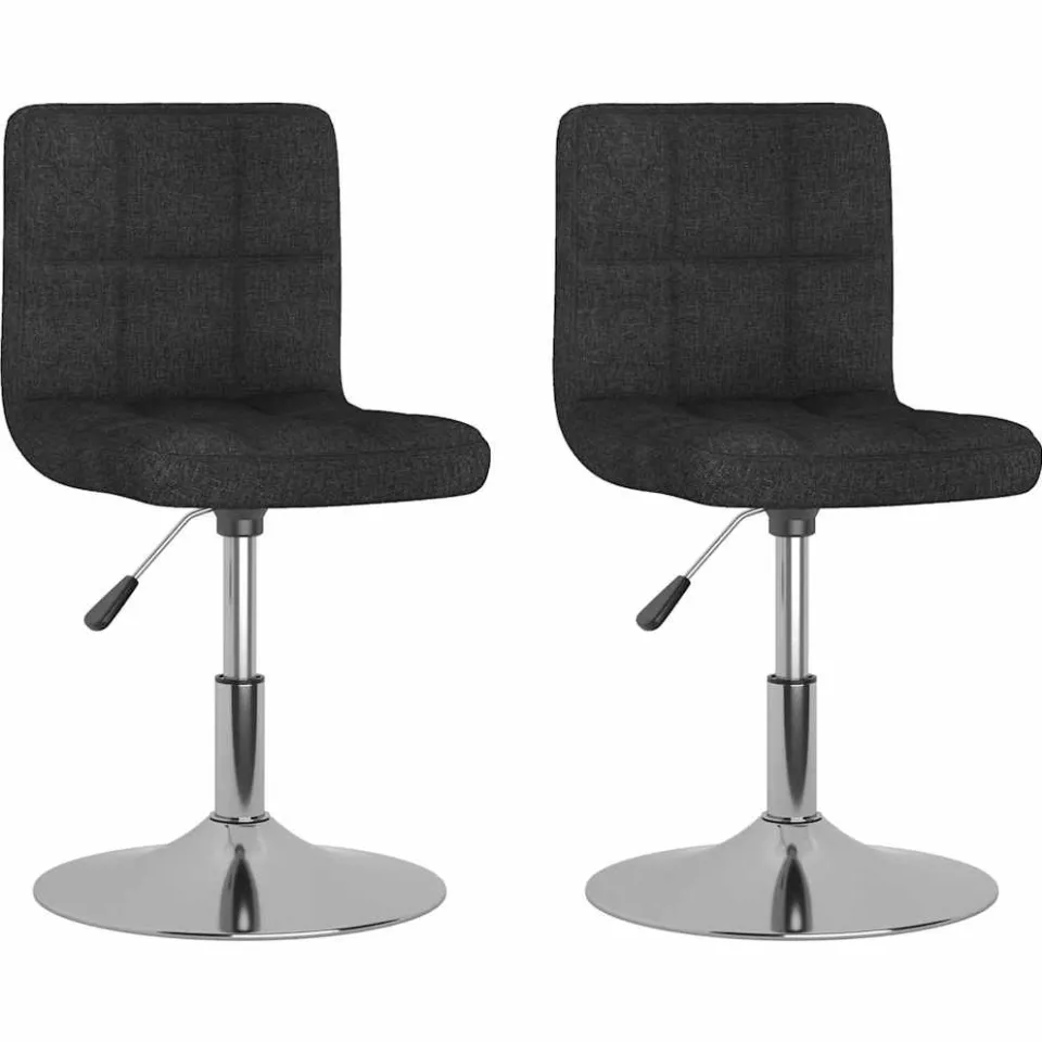 vidaXL Eetkamerstoelen draaibaar 2 st stof zwart, foto 3