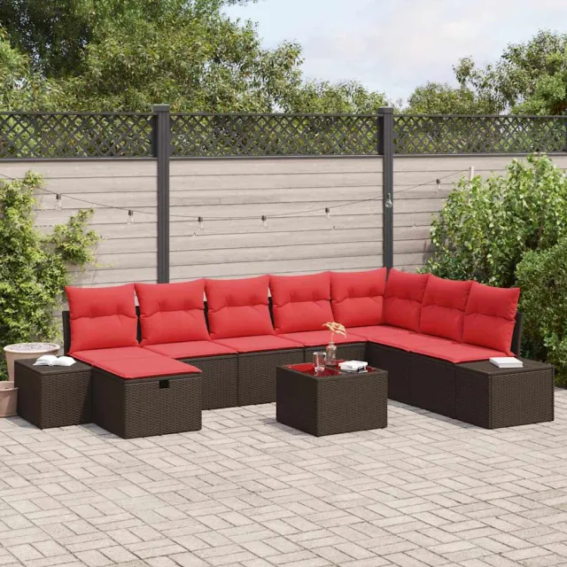 vidaXL Tuin Sofa Set 9 st Bruin poly rattan