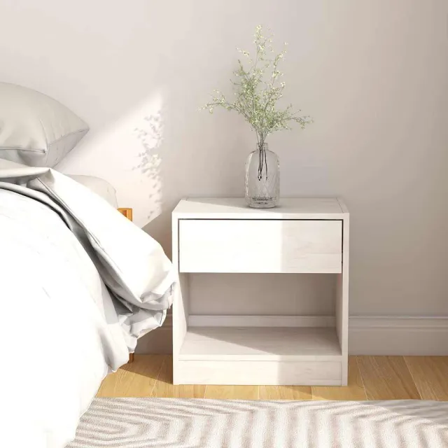vidaXL Nachtkastjes 2 st 40x31x40 cm massief grenenhout wit, foto 3
