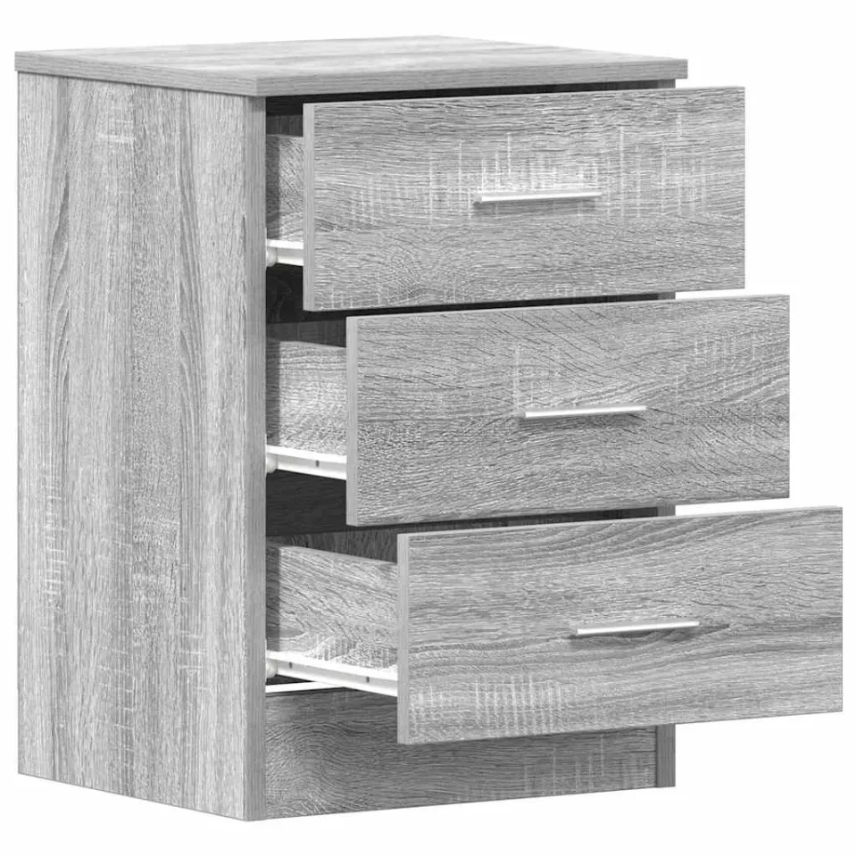 vidaXL Nachtkastje 38x35x56 cm bewerkt hout grijs sonoma eikenkleurig, foto 4