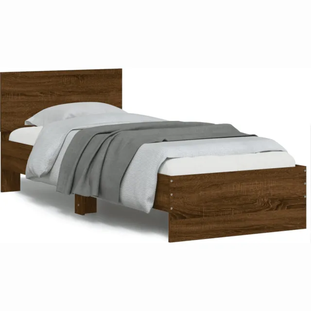 vidaXL Bedframe met hoofdbord en LED bruin eikenkleur 75x190 cm