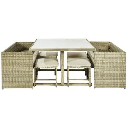 Central Park - Praxis Eigen Merk Central Park Loungeset Capri - Staal En Wicker - Natuurlijk - 5 Personen - Glazen Blad, foto 3