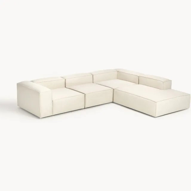 Westwing Collection XL modulaire hoekbank Lennon (4-zits) Wit