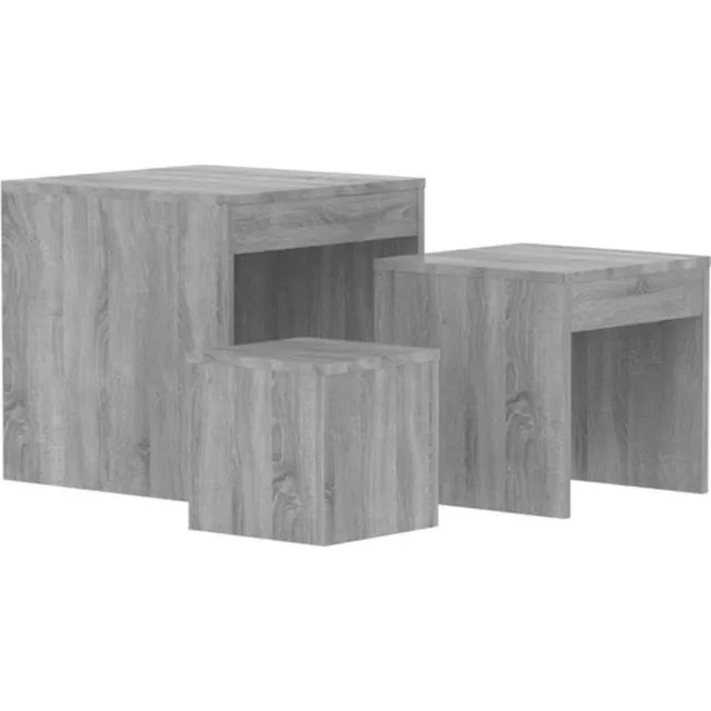 vidaXL 3-delige - Tafeltjesset - bewerkt - hout - grijs - sonoma - eikenkleurig grijs sonoma eiken