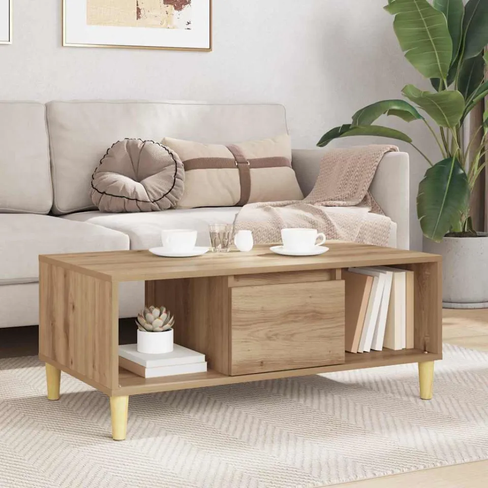 vidaXL Salontafel Artisan Eiken 90 x 50 x 26.5 cm Bewerkt hout, foto 4