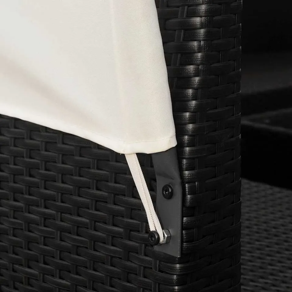 vidaXL 9-delige Loungeset met luifels poly rattan zwart, foto 4