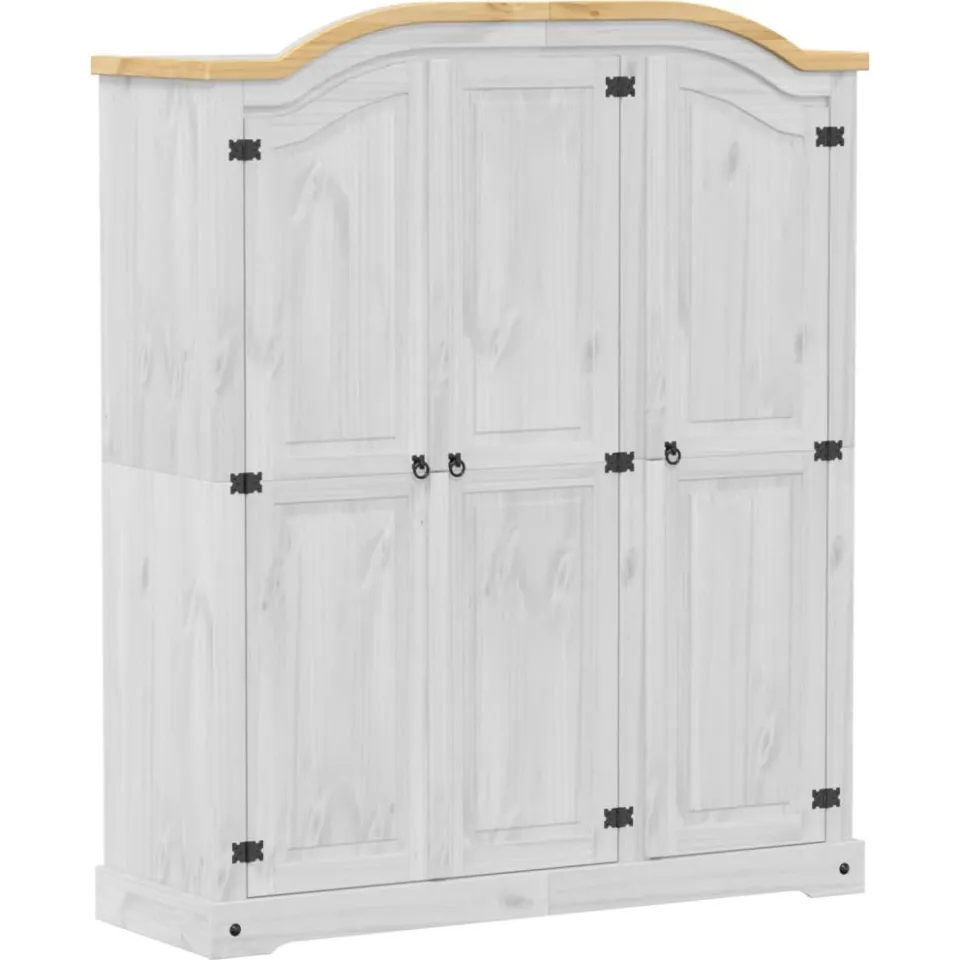 vidaXL Kledingkast Corona wit 151,5x52x186 cm massief grenenhout, foto 3
