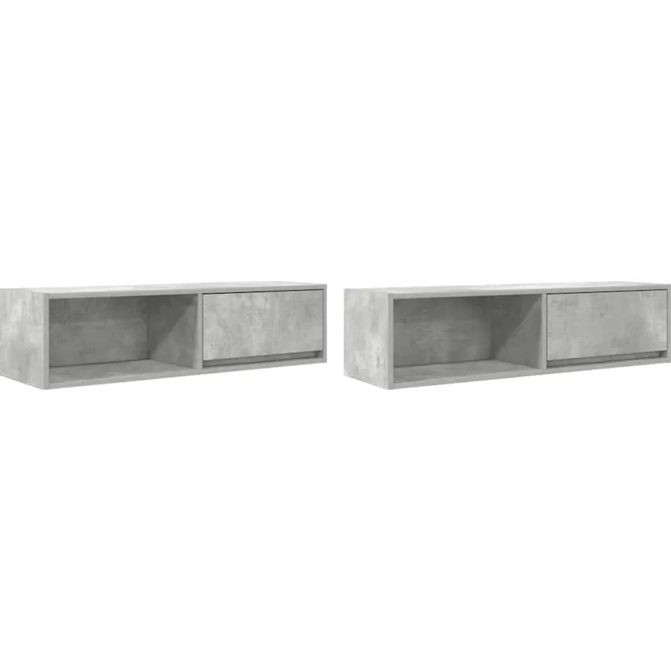 vidaXL Tv-meubelen 2 st 100x31x25,5 cm bewerkt hout betongrijs