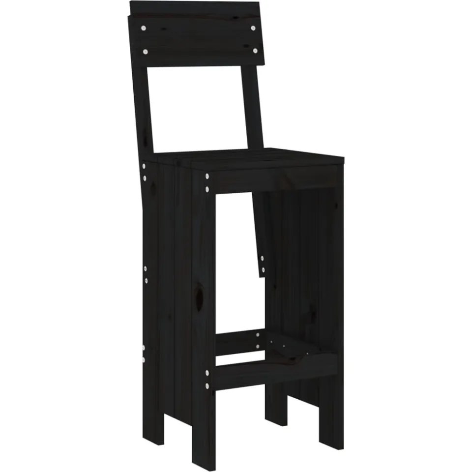 vidaXL 5-delige Barset massief grenenhout zwart, foto 4