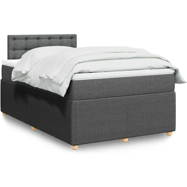 vidaXL Boxspring met matras stof donkergrijs 120x200 cm grijs