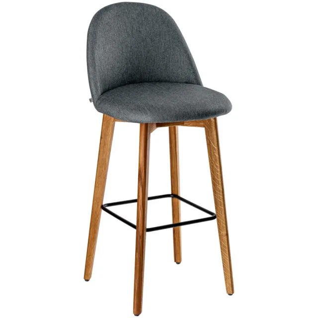 Vega Barstoel Alwin; 47x48x111 cm (BxDxH); zitting antraciet, frame eiken/naturel