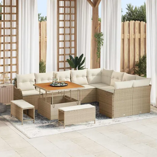 vidaXL Tuinbankenset 12 st Beige poly rattan