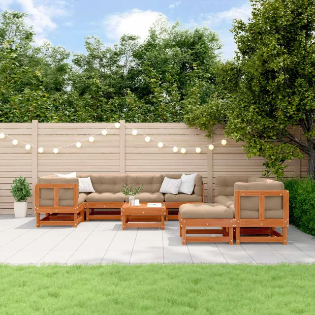 vidaXL Tuin loungeset 33 st Wasbruin Massief grenenhout