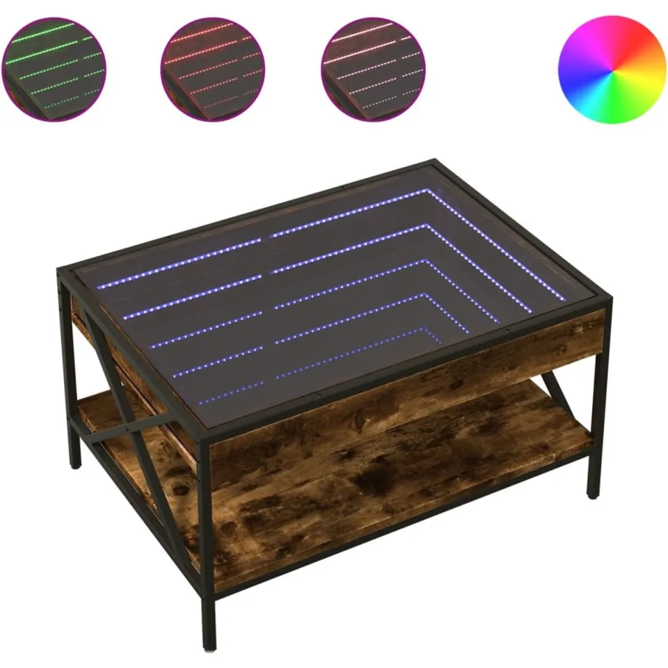 vidaXL Salontafel met Infinity LED 70x50x38 cm gerookt eikenkleurig, foto 3