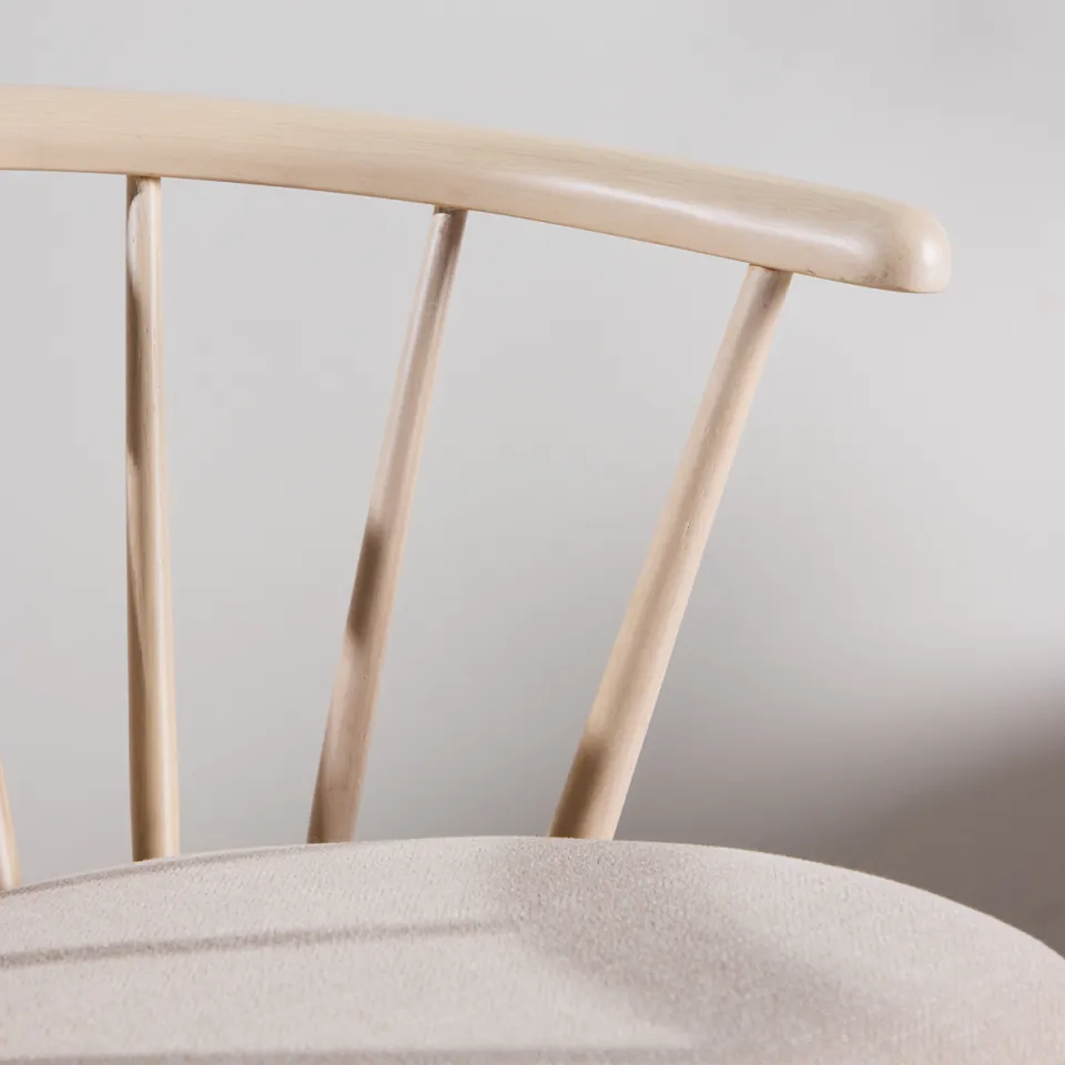 Nest living Paco houten spijlen eetkamerstoel met vast zitkussen - whitewash, foto 4