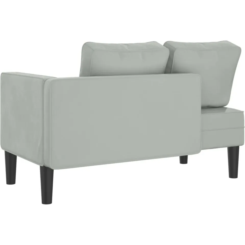 vidaXL Chaise longue met kussens fluweel lichtgrijs grijs, foto 4