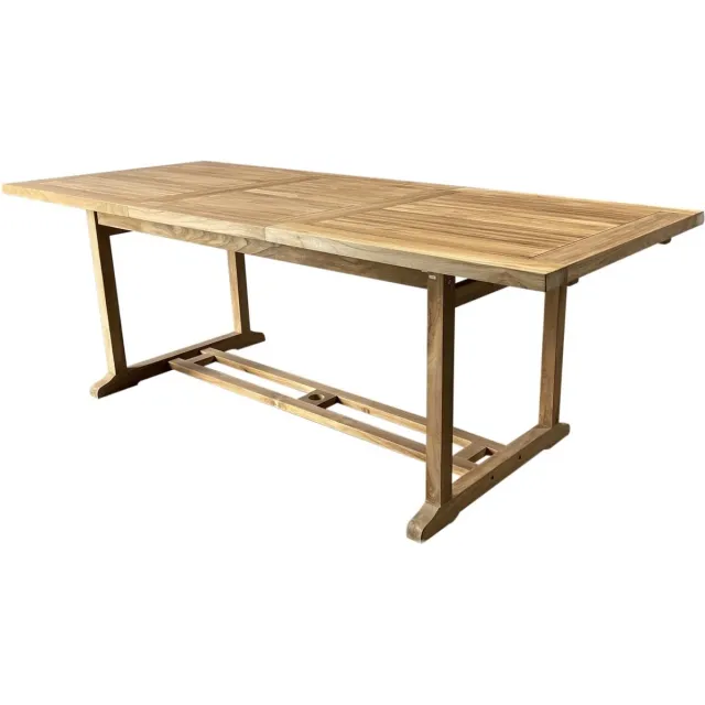 AVH-Collectie Rechthoekig uitschuifbare dining tuintafel 160-220x100xH76 cm bladdikte 4 cm teak Bruin / Terre