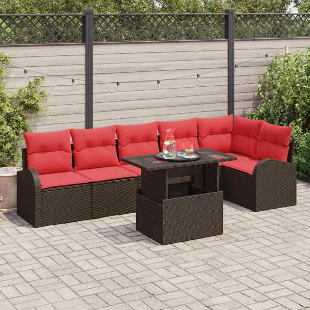 vidaXL Tuin Sofa Set 7 st Bruin Poly riet, foto 2