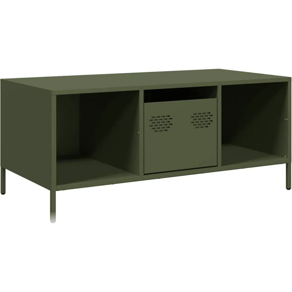 vidaXL Salontafel 101,5x50x43,5 cm koudgewalst staal olijfgroen