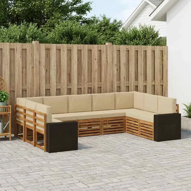 vidaXL Buiten bankenset 9 st 9-zits Natuurlijk en Beige